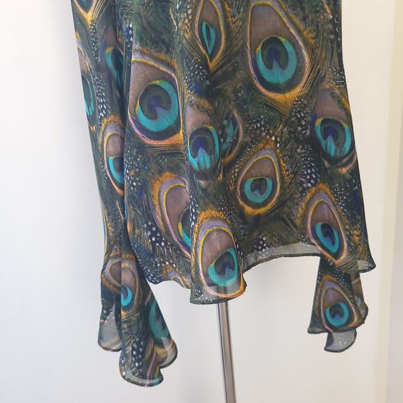 NEW Show Me Your Mumu Zuko Top Peacock Print Lace Up Chiffon Small - Picture 9 of 13